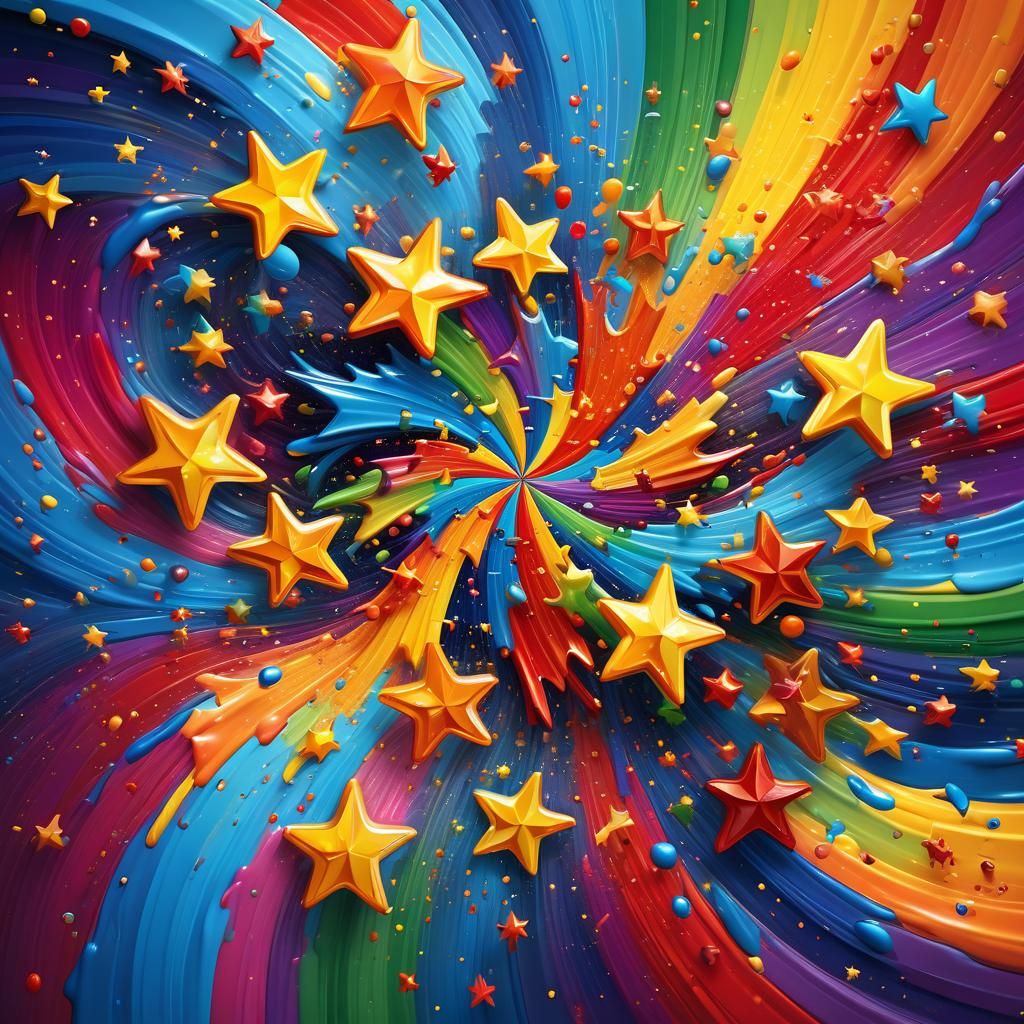 Hyperrealistic Stars in a Colorful Swirl
