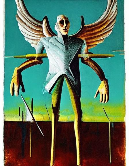 Cursed Angel: Double Exposure Gouache Art