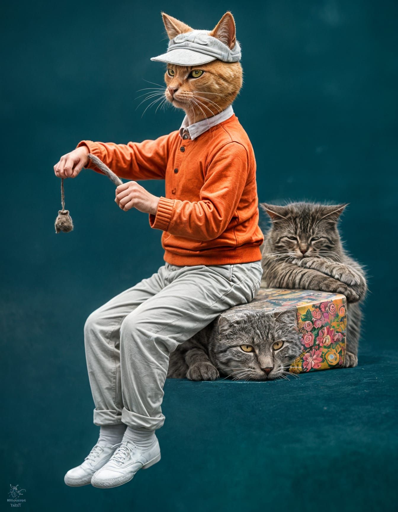 Gato Dormido en una Calle: Un Retrato de Arte Folklórico