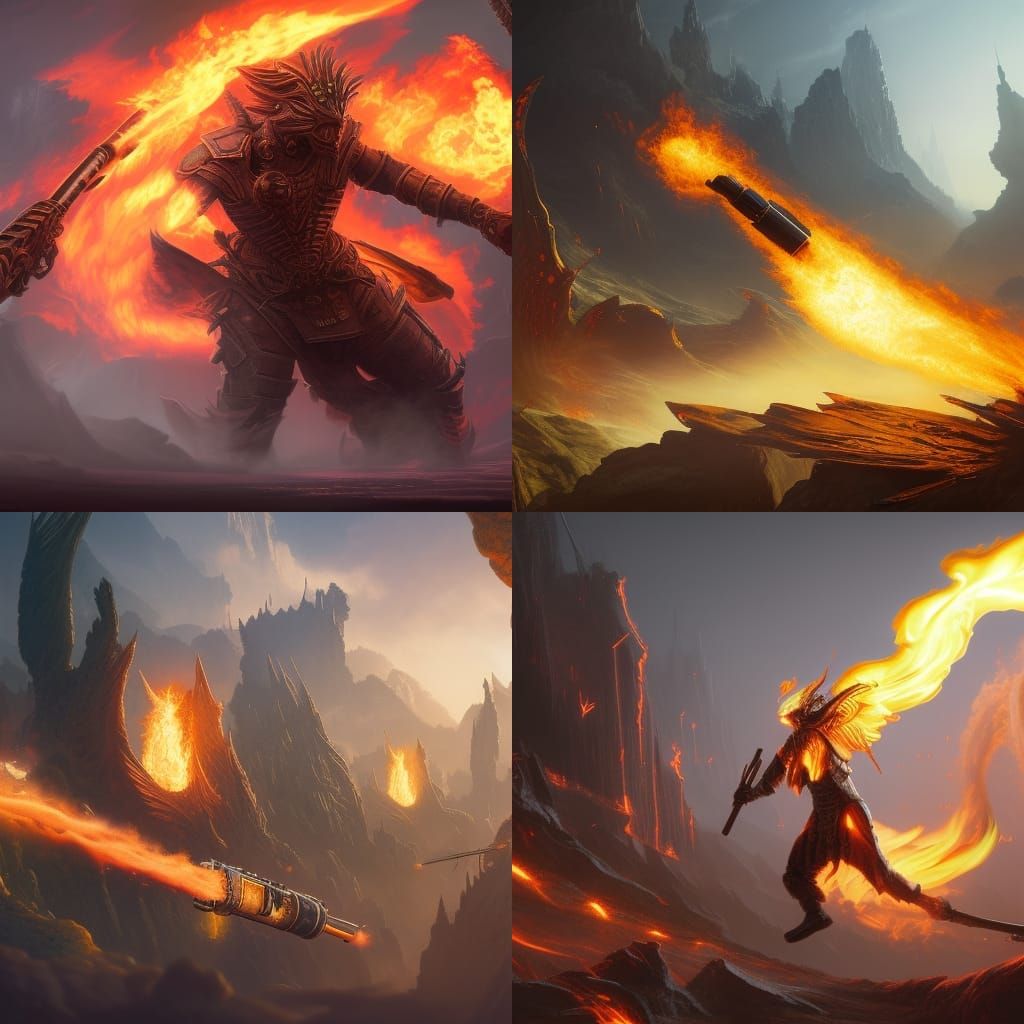Flamethrower in Detailed Matte Painting Style