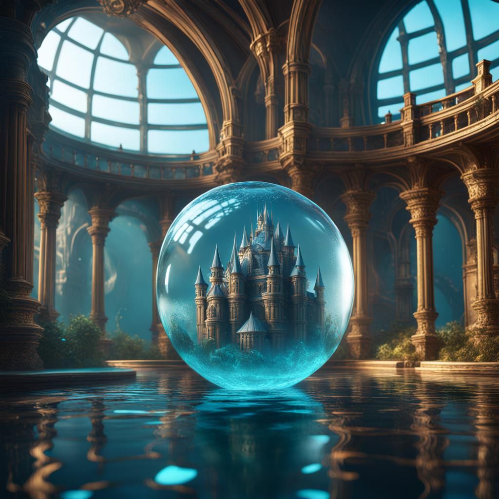 Underwater Palace in Crystal Sphere: Fantasy Concept Art