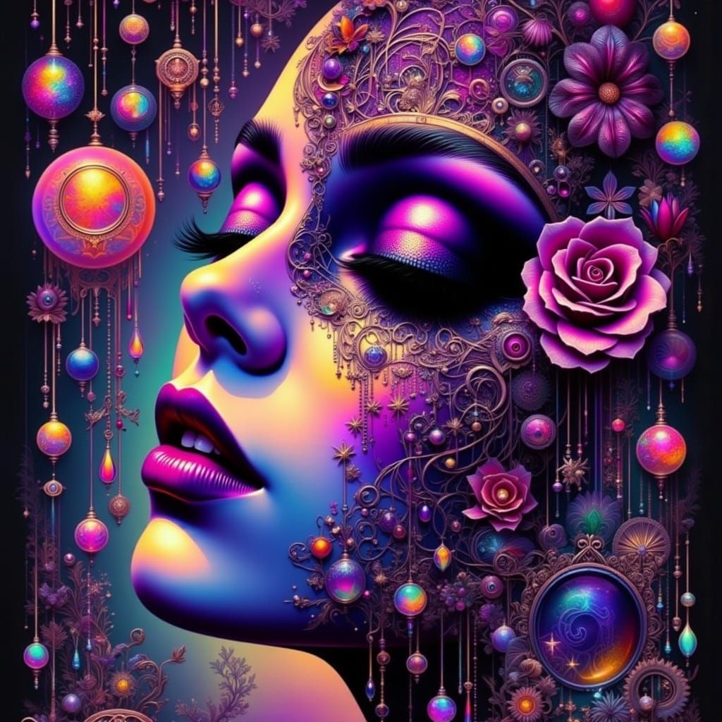 Twisted Goddess in Neon Surrealism