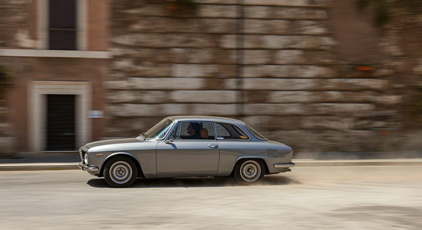 Alfa Romeo Giulia Car Chase in 1970s Italian Film Style