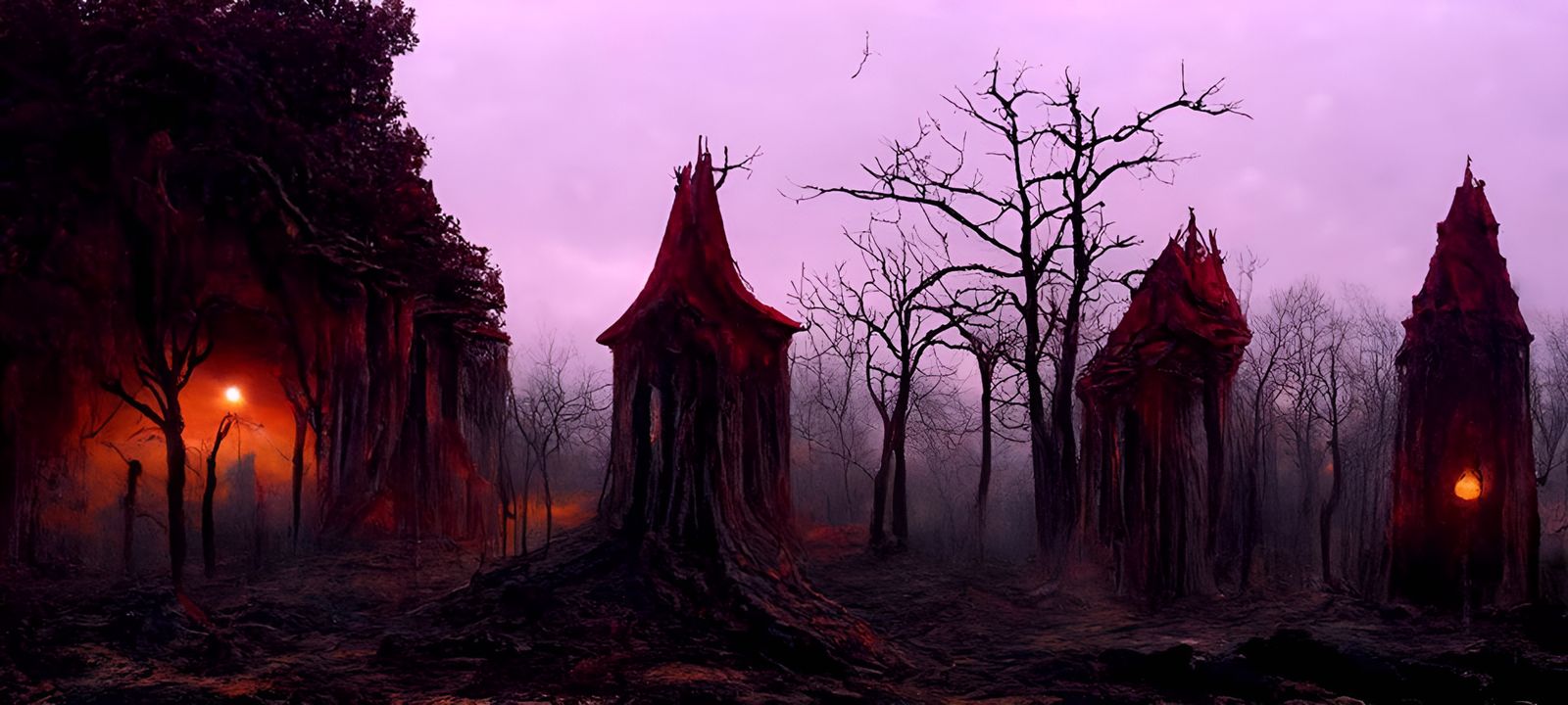 Haunted Cafe in Dark Forest by Blood Moon