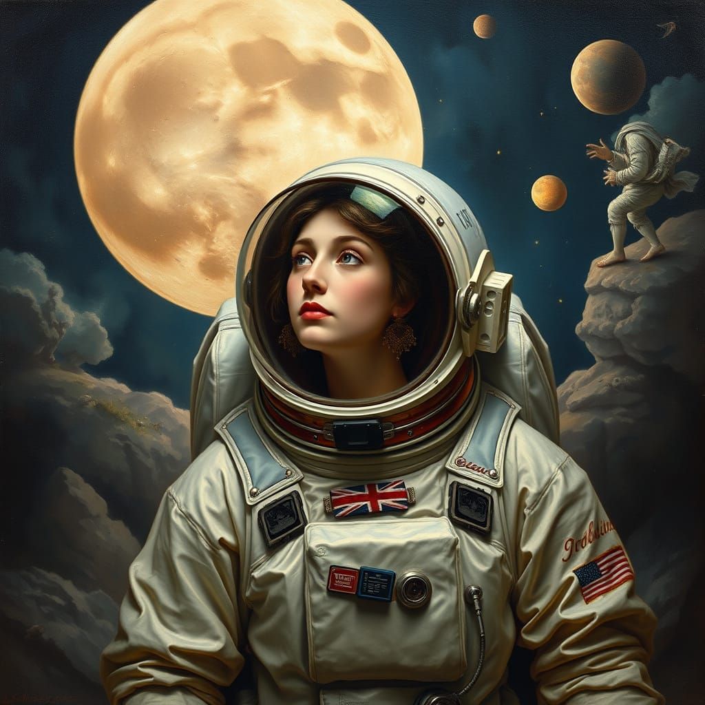Baroque Astronaut Maiden Explores Lunar Realm
