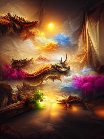 Epic Dragons in Detailed 8K Painting with Volumetric Lightin...