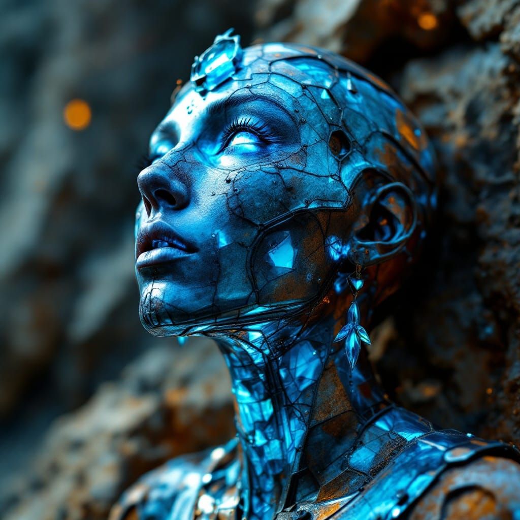 Egyptian Goddess Mummy in Blue Steel