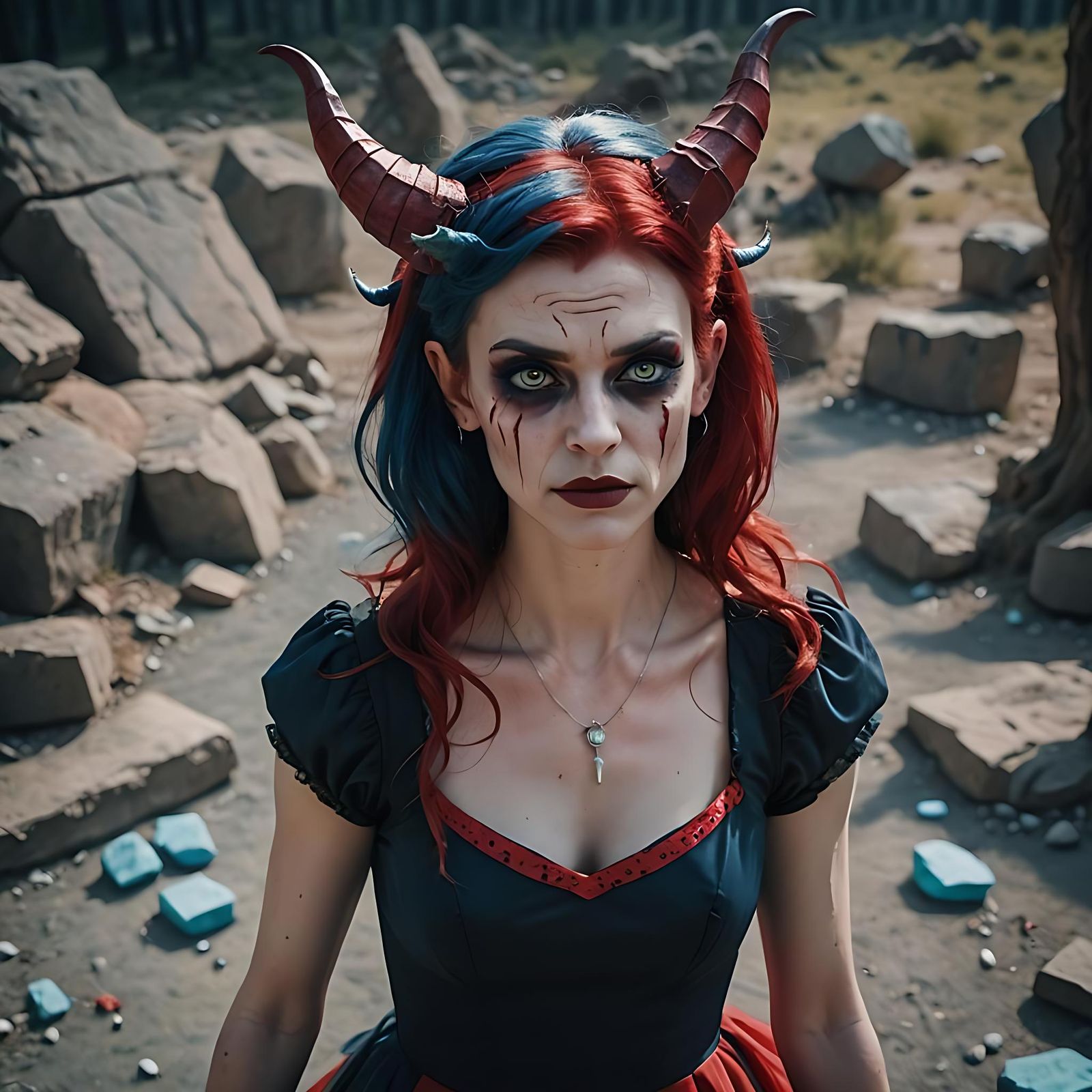 Cinematic Portrait of a Demon Girl with Candy