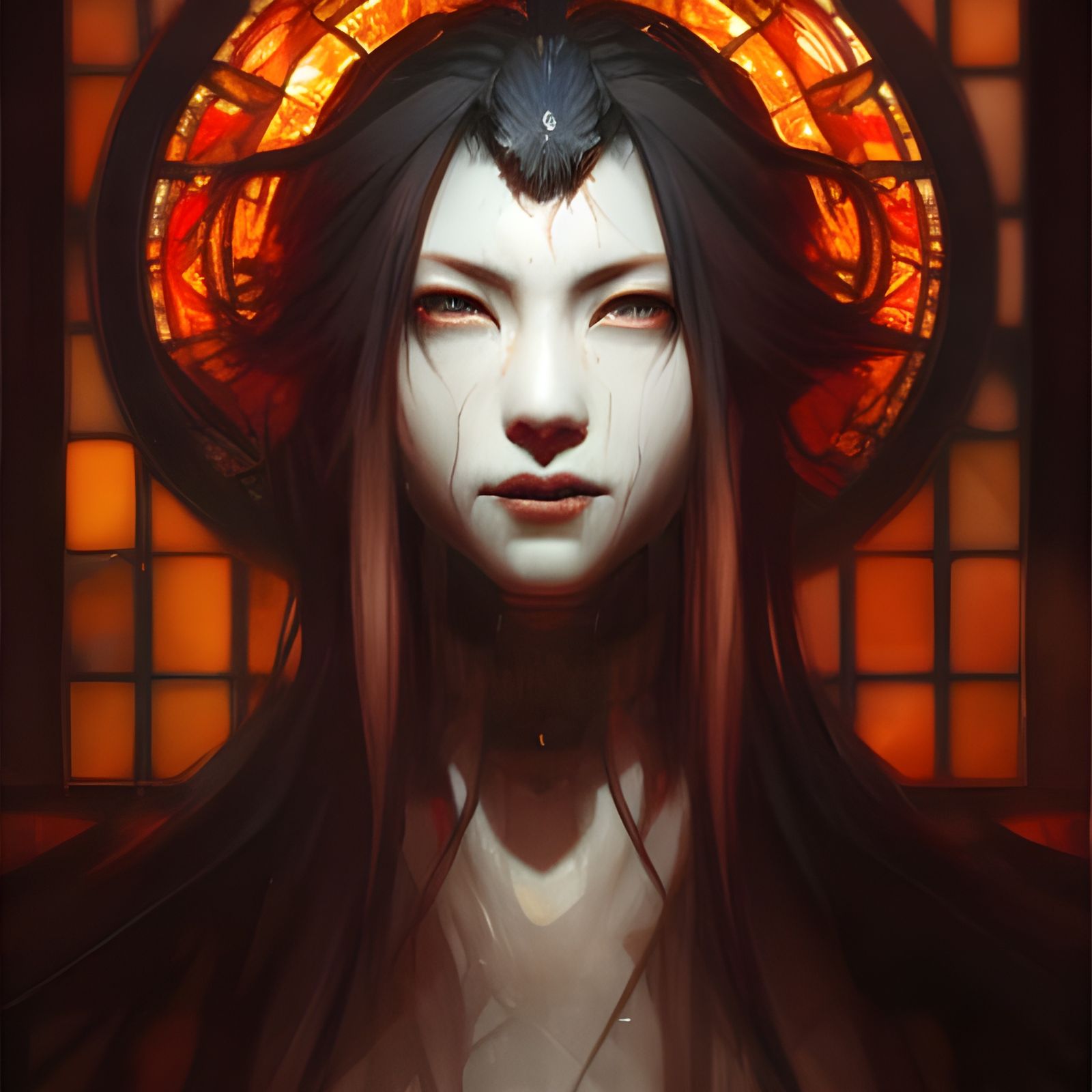 Stained Glass Portrait of Tamamo no Mae