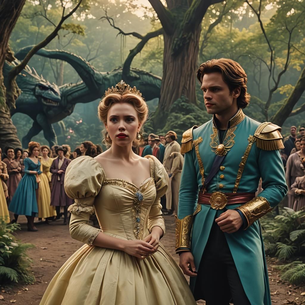 Scarlett Johansson and Sebastian Stan as Disney Princess and Prince