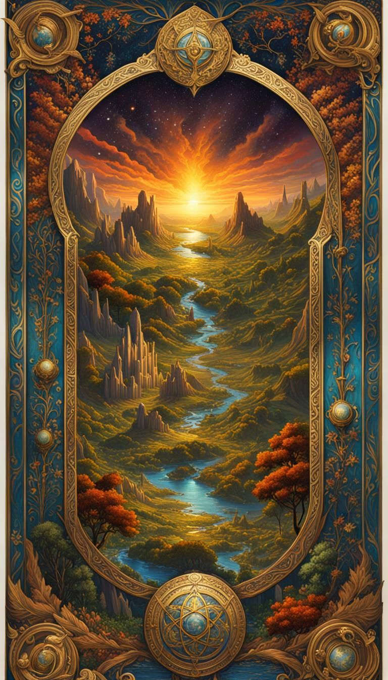 The World Tarot Card in Art Nouveau Style