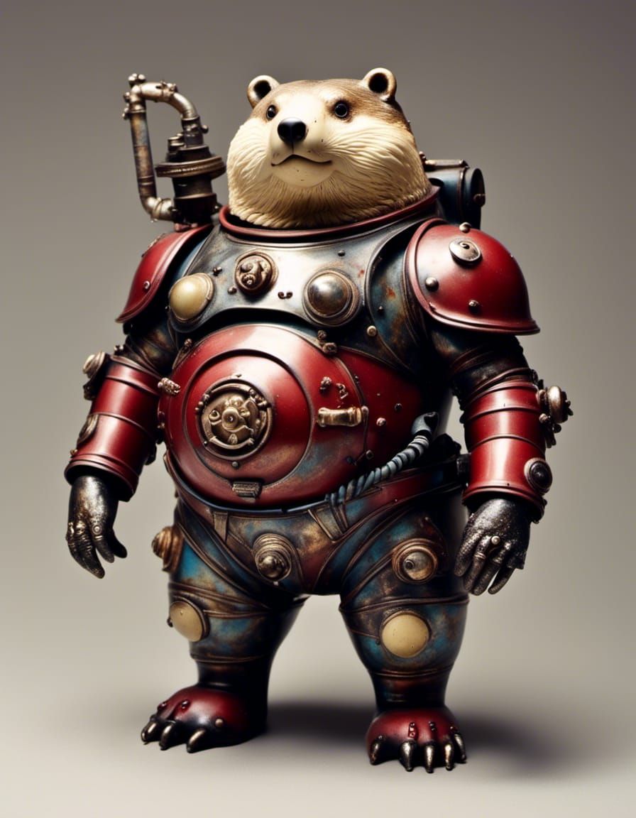 Armored Otter Firefighter in Cosmic Style