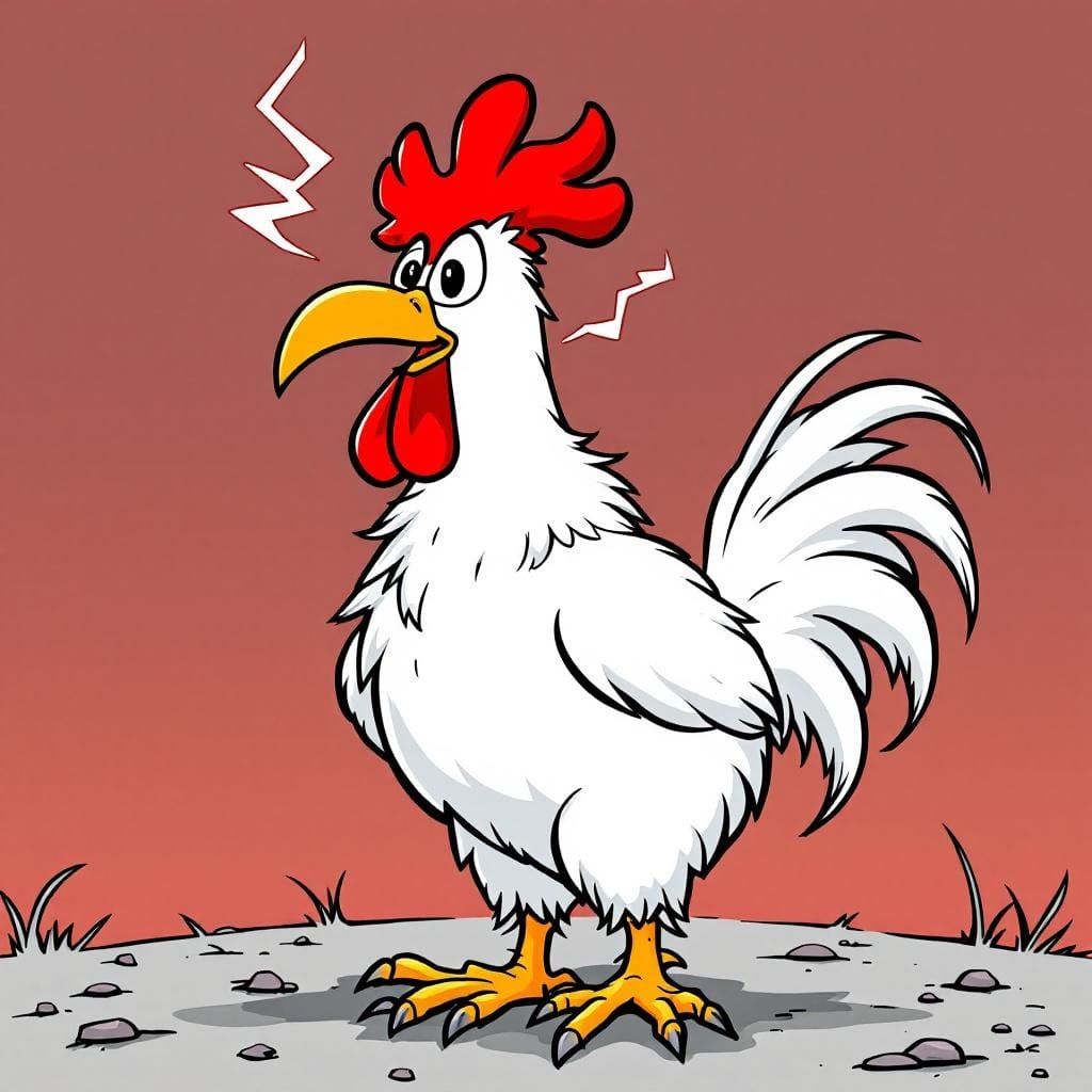 Cartoon White Rooster Illustration