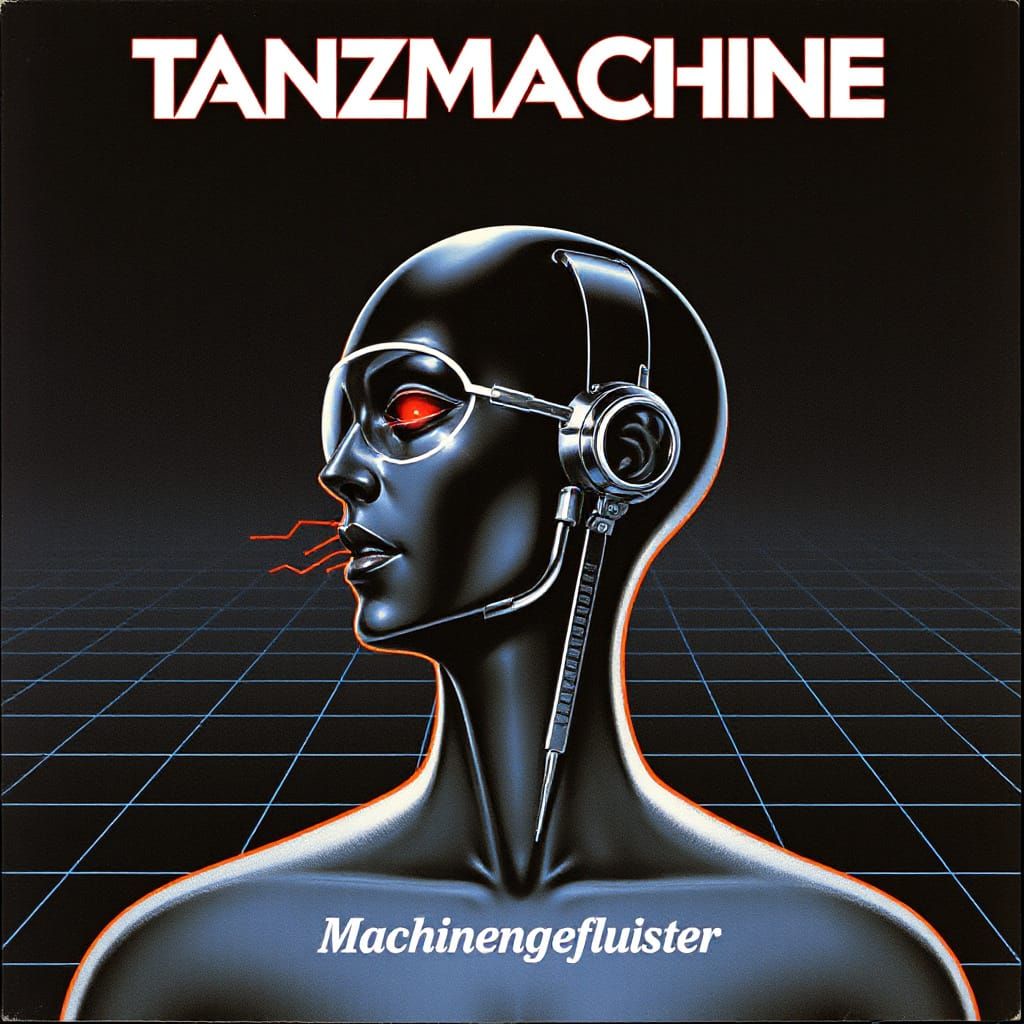 Moody 1980s German Techno-Pop Album Cover in Futuristic Styl...