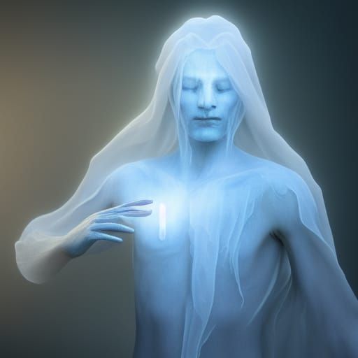 Ethereal Spirit Man Holding Ember: Classical Oil Painting