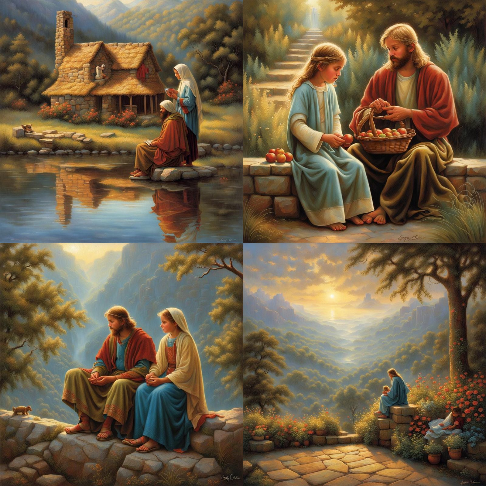 Idyllic Landscape Painting with Soft Lighting