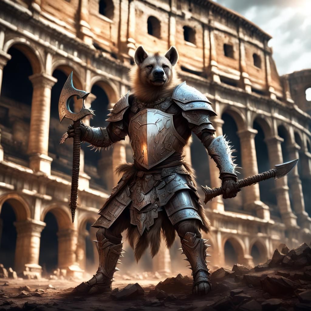 Hyena Knight in Colosseum Arena, Digital Matte Painting