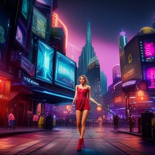 Taylor Swift in the 1980s: Detailed Matte Painting
