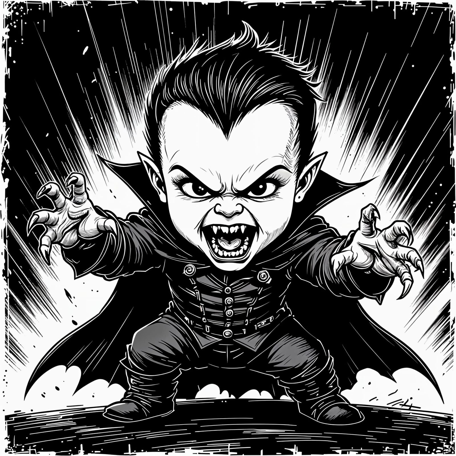 Baby Vampire in Vector Line Art Style