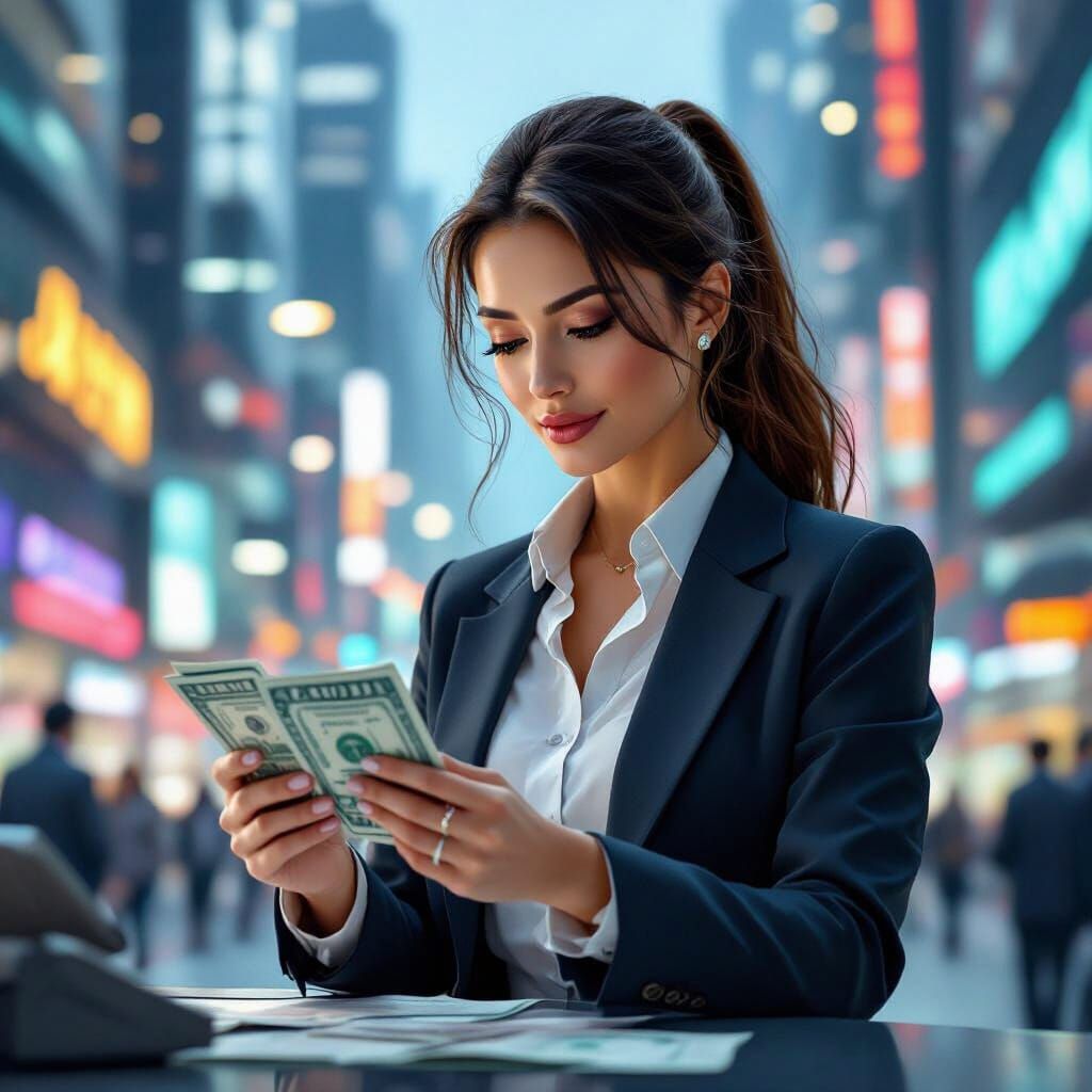 Futuristic Currency Exchange in Financial District