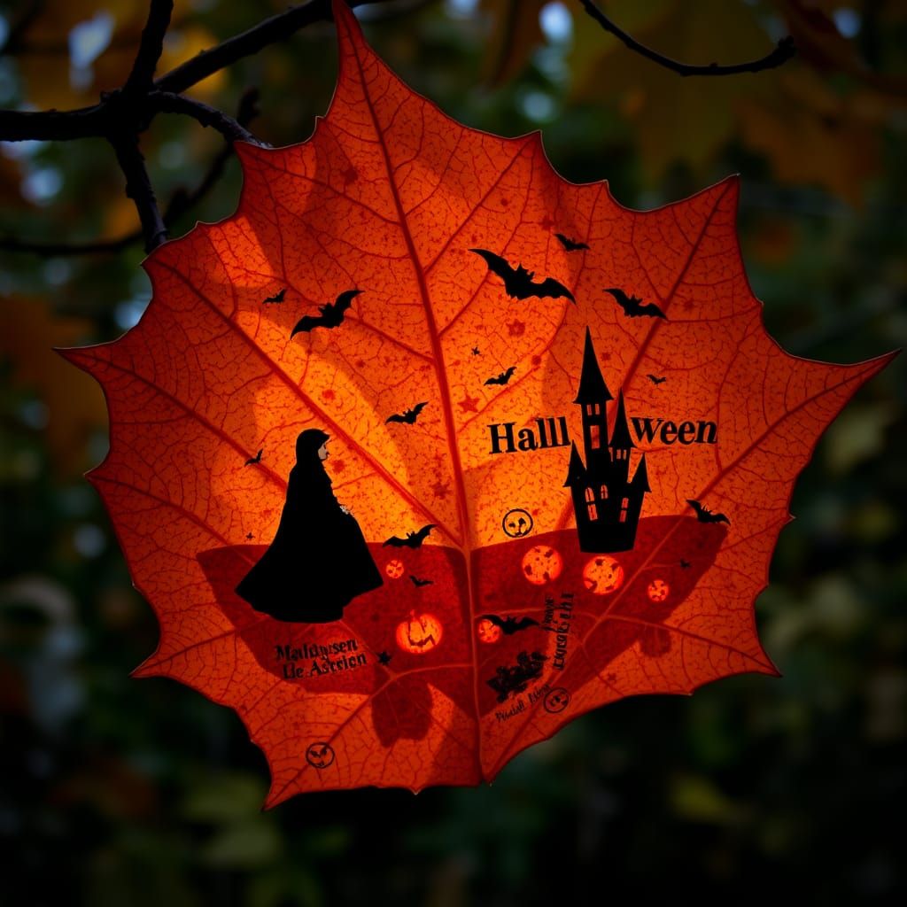 Enchanted Halloween Magic in Autumn Leaf