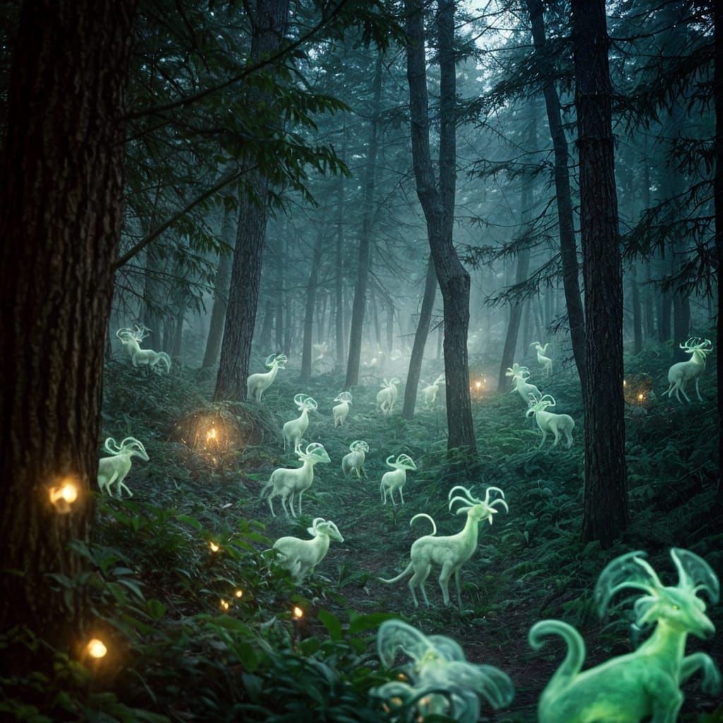 Surreal Cinematic Masterpiece of a Glowing Magical Forest