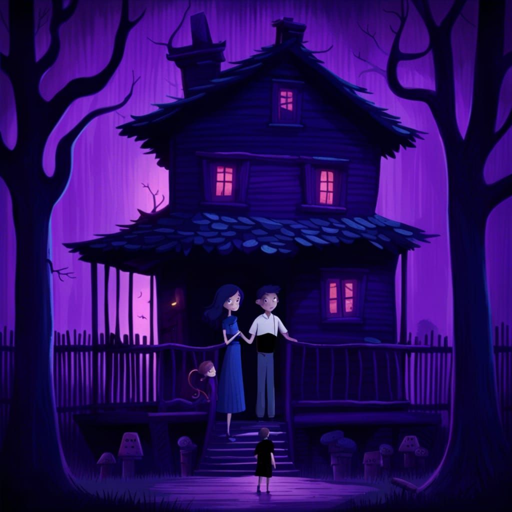 Tim Burton Inspired Couple at Wooden House