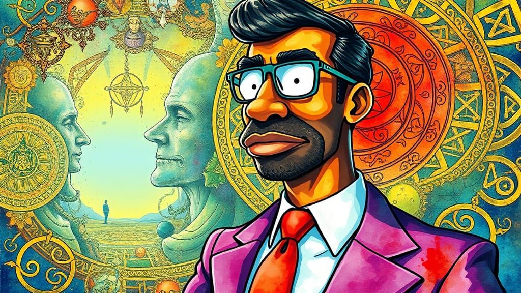 Hermes Conrad in Hyperdetailed Surrealist Watercolor