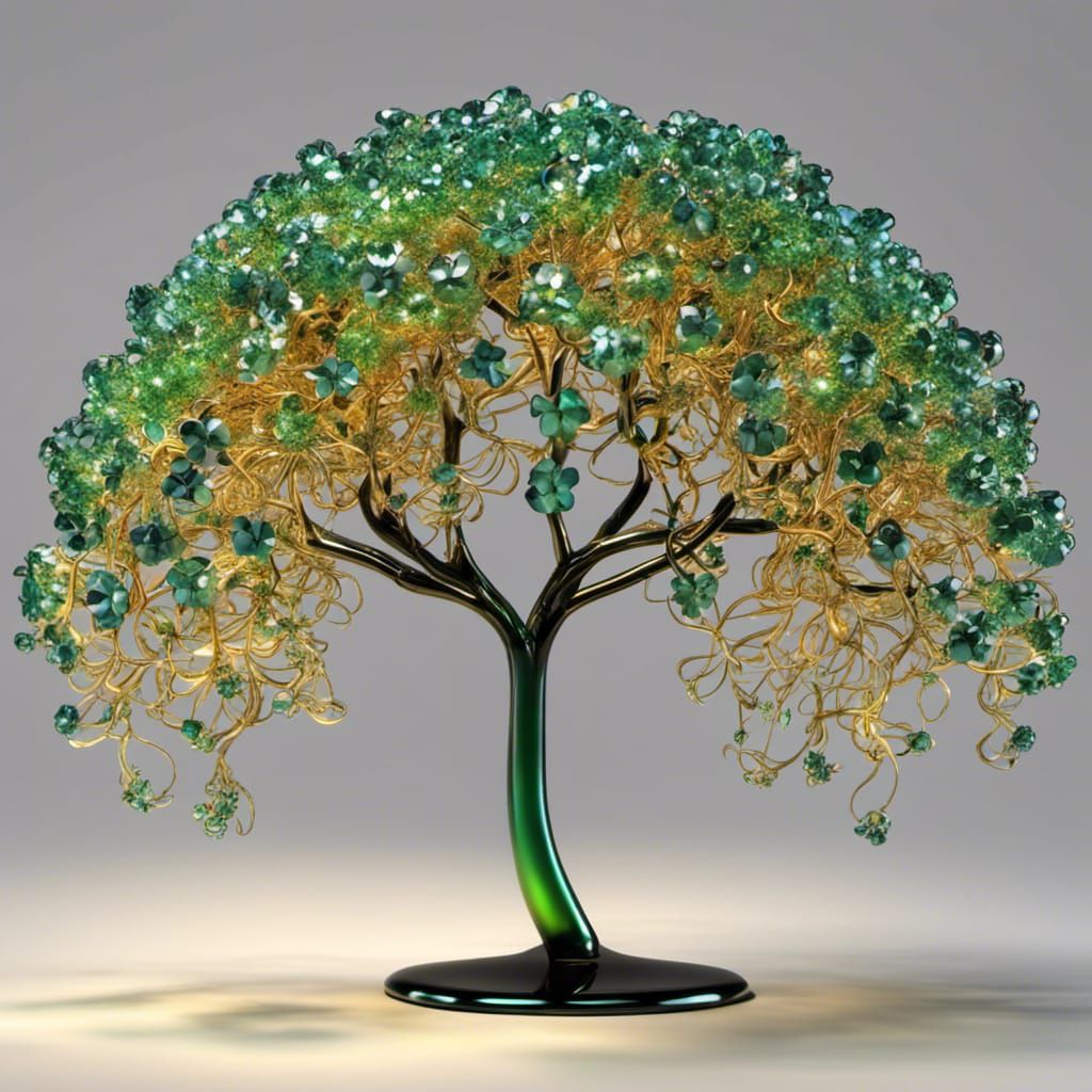 Shimmering Glass Flowering Tree with Human Trunk