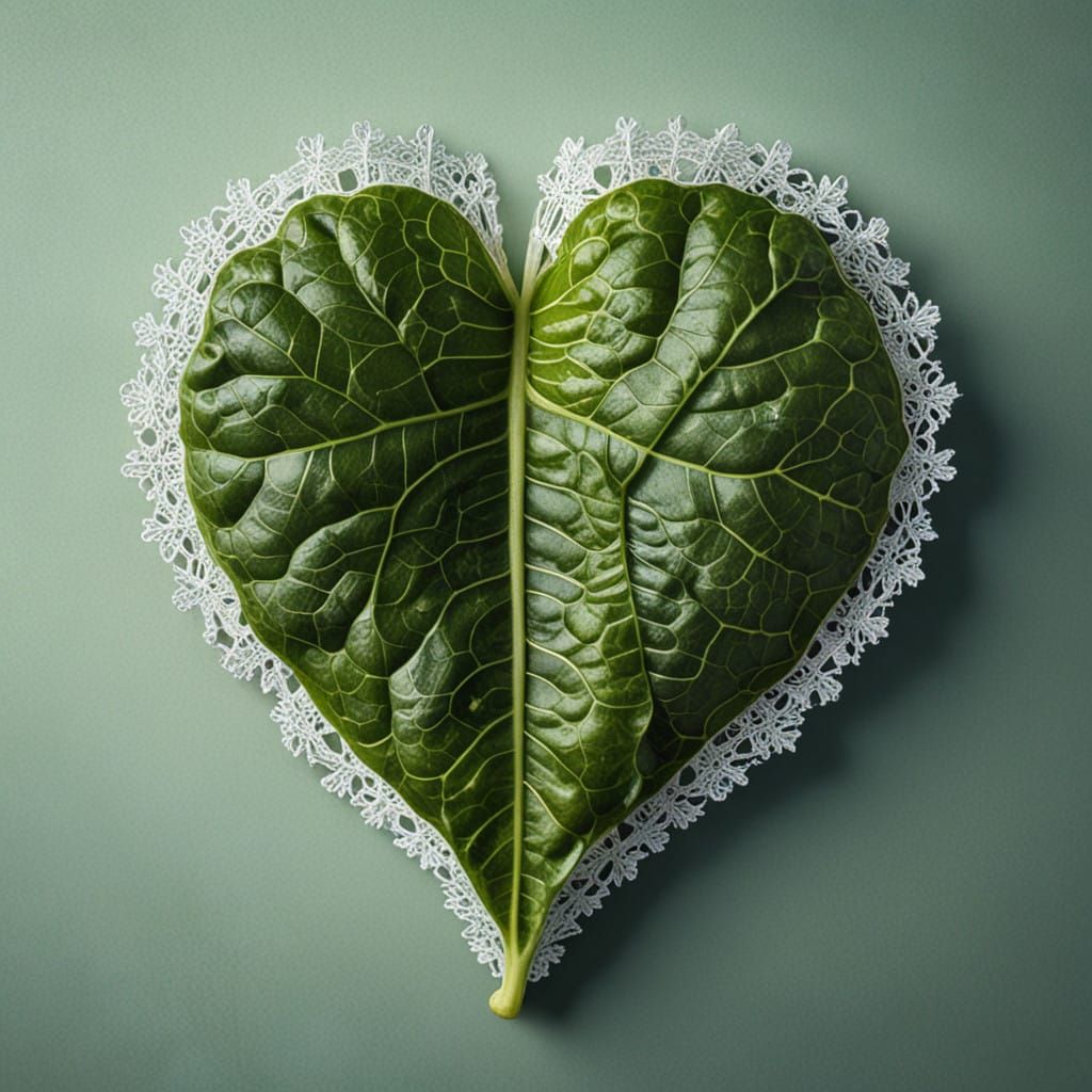 Emerald Green Chard Heart, Ultra-Detailed Still Life Photogr...