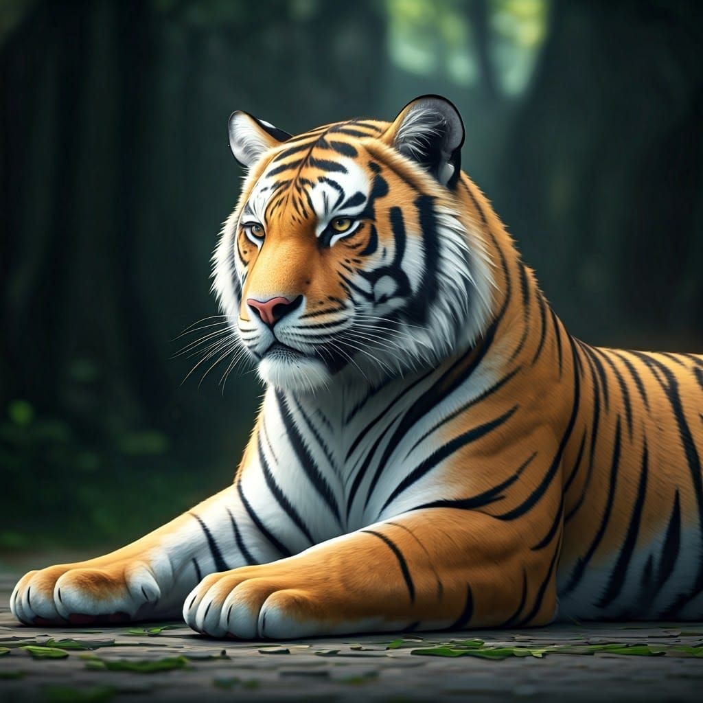 Calm Tiger and Goat in 3D Anime Style