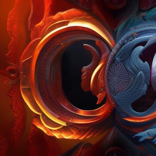 Detailed Yin and Yang Symbol in Matte Painting Style