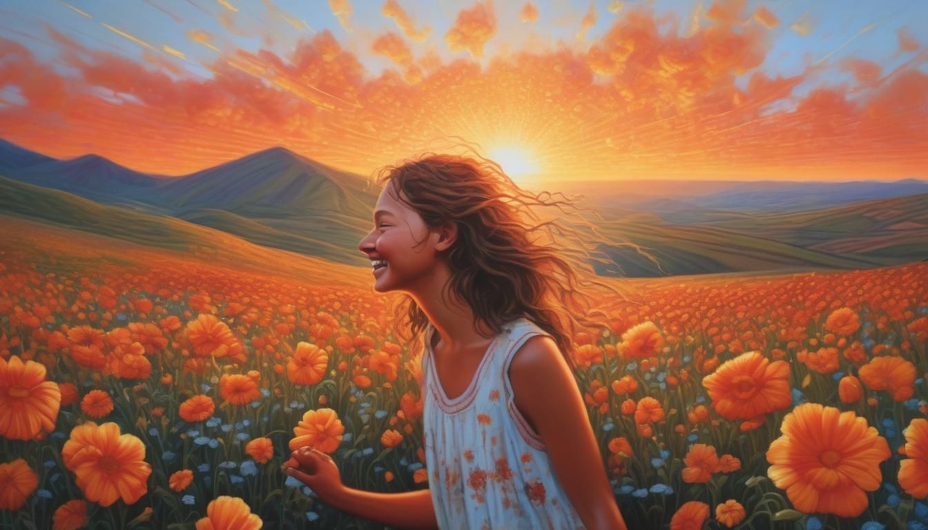 Emotional Portrait in a Sunrise Landscape