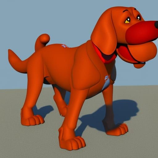 Clifford the Big Red Dog in 3D Rendered Style