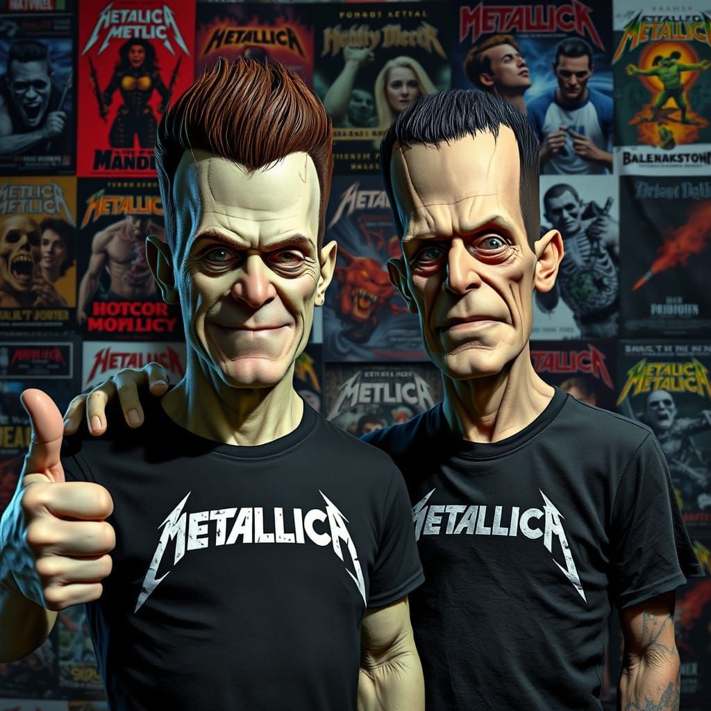 Beavis and Frankenstein's Monster in Cyberpunk Horror Art