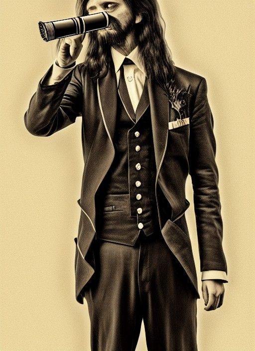 Man in Camisole with Burning Torch, Hyper-Realistic