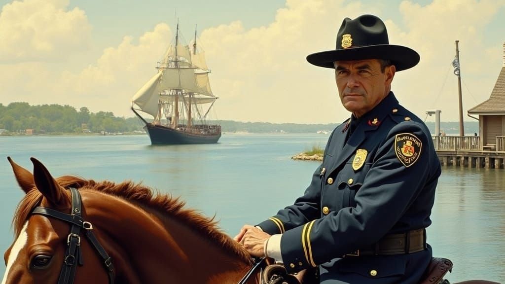 Maryland State Police Officer on Horseback by the Harbor