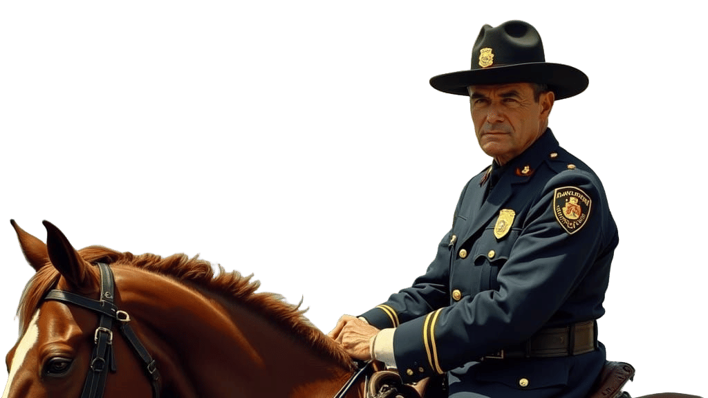 Maryland State Police Officer on Horseback by the Chesapeake...