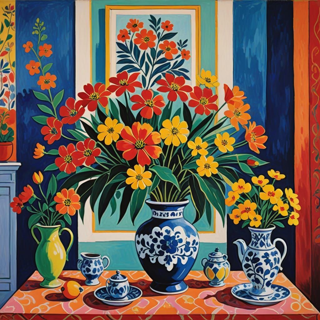 Exotic Flowers in Bold Fauvist Style