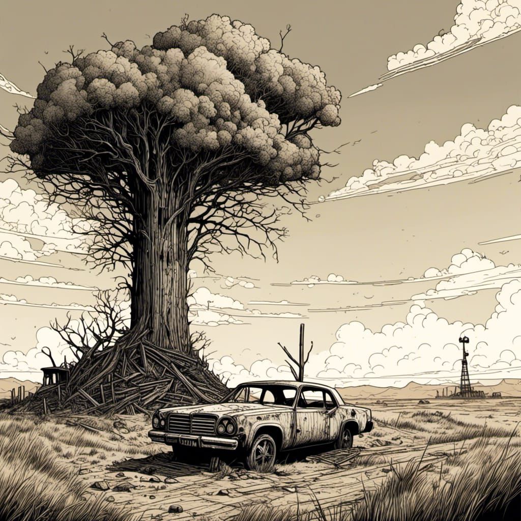 Post-Apocalyptic Landscape in 2D Comic Style