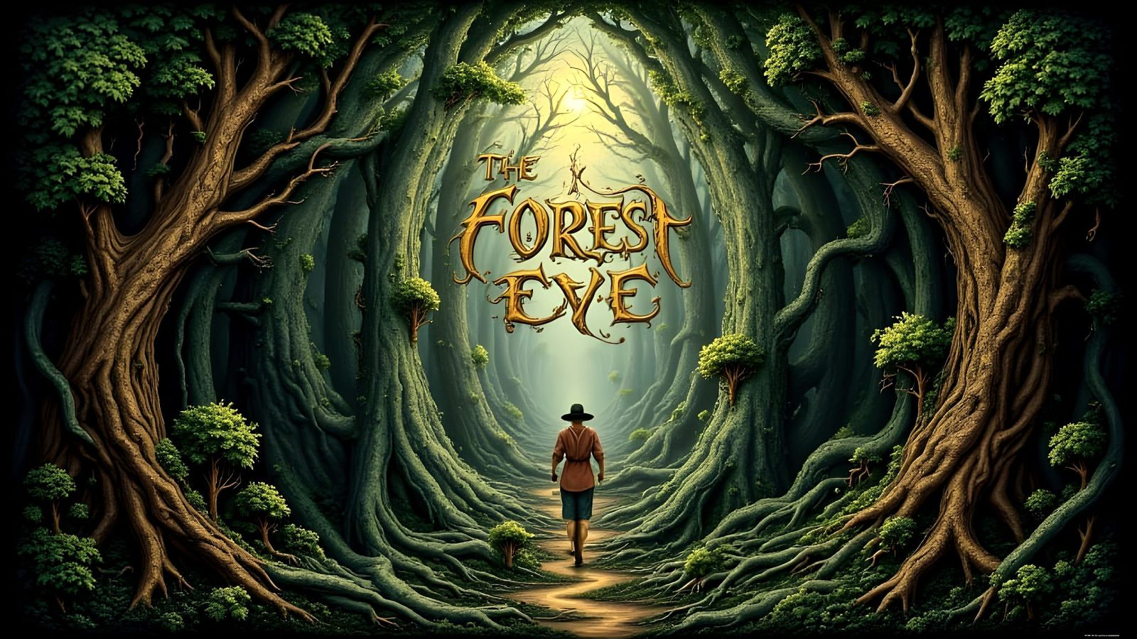 Surreal Forest Eye Illustration in M.C. Escher Style