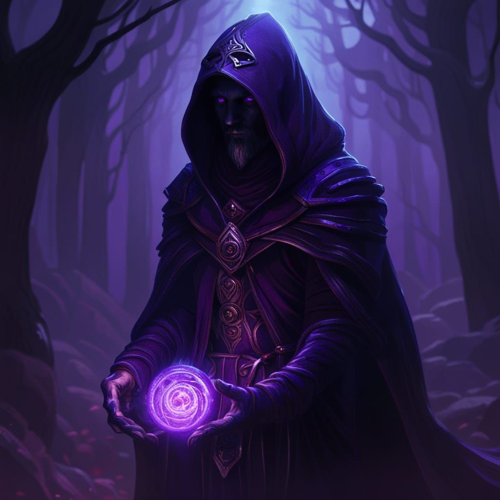 Shadow Cult Leader with Glowing Eyes, Fantasy Art