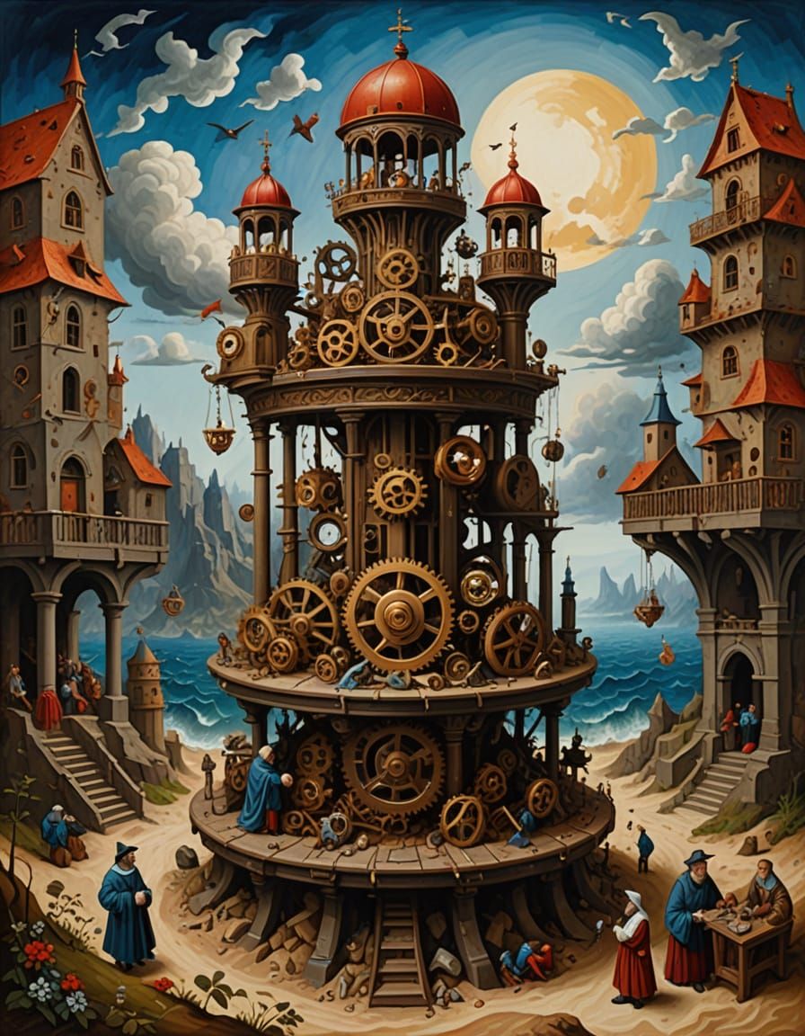 Escher-esque Architecture and Classical Figures in Surreal L...