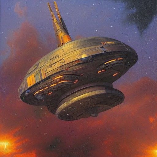 Resistance Spaceship in Oil Painting Style