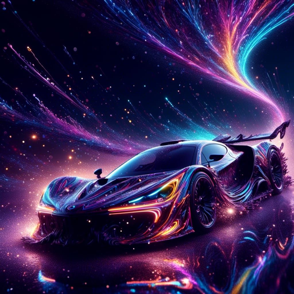 Futuristic Sport Cars Racing with Sparkles