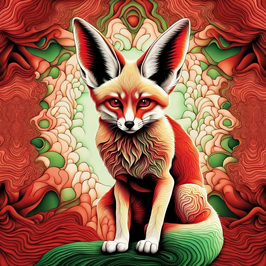 Detailed Fennec Fox in Desert with Chiaroscuro