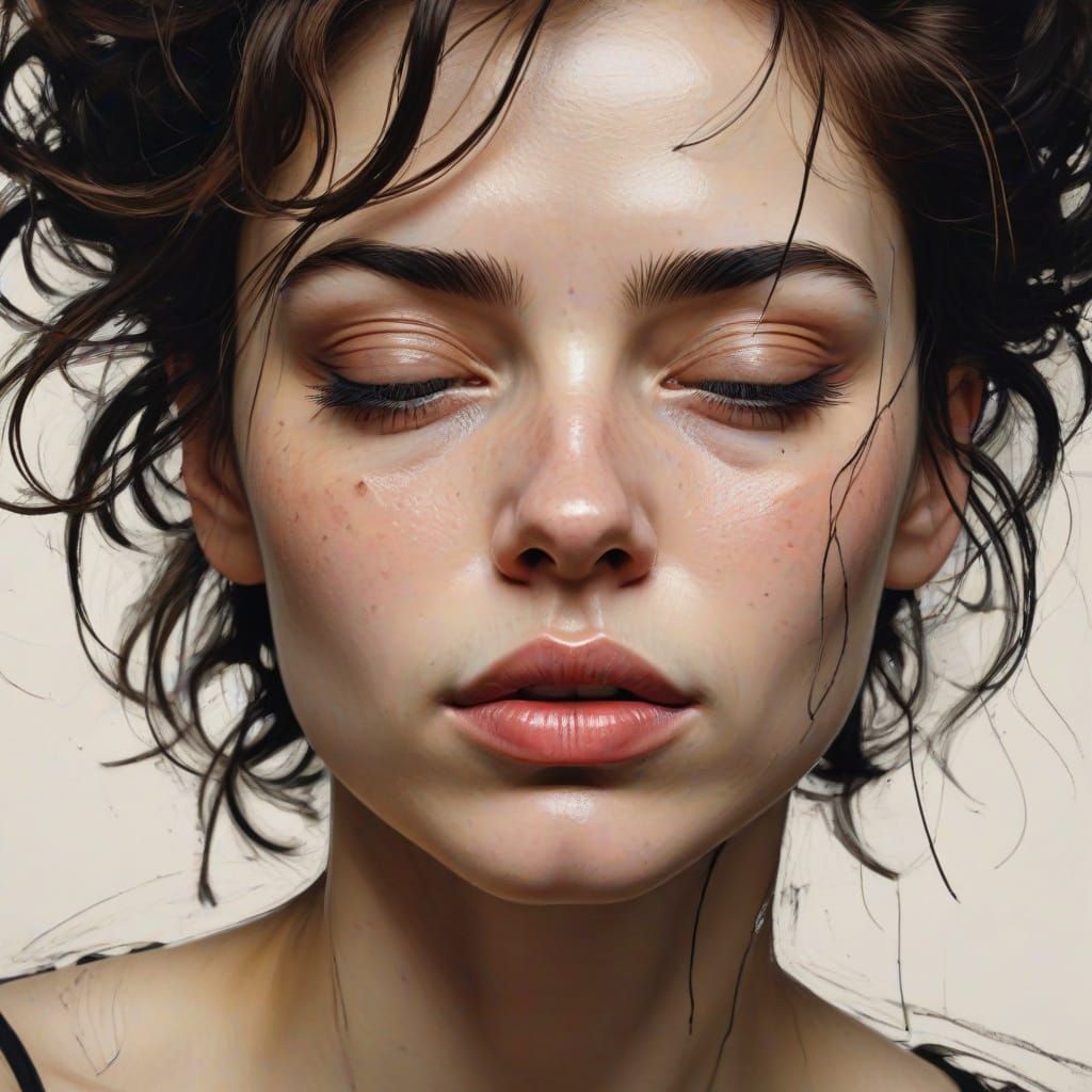 Intense Expressionist Portrait of a Woman's Face