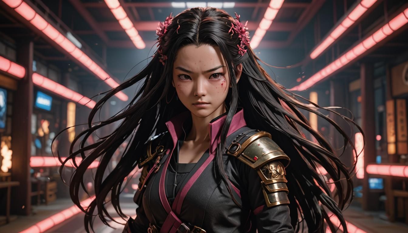 Hyperrealistic Nezuko Full Body Portrait in UHD