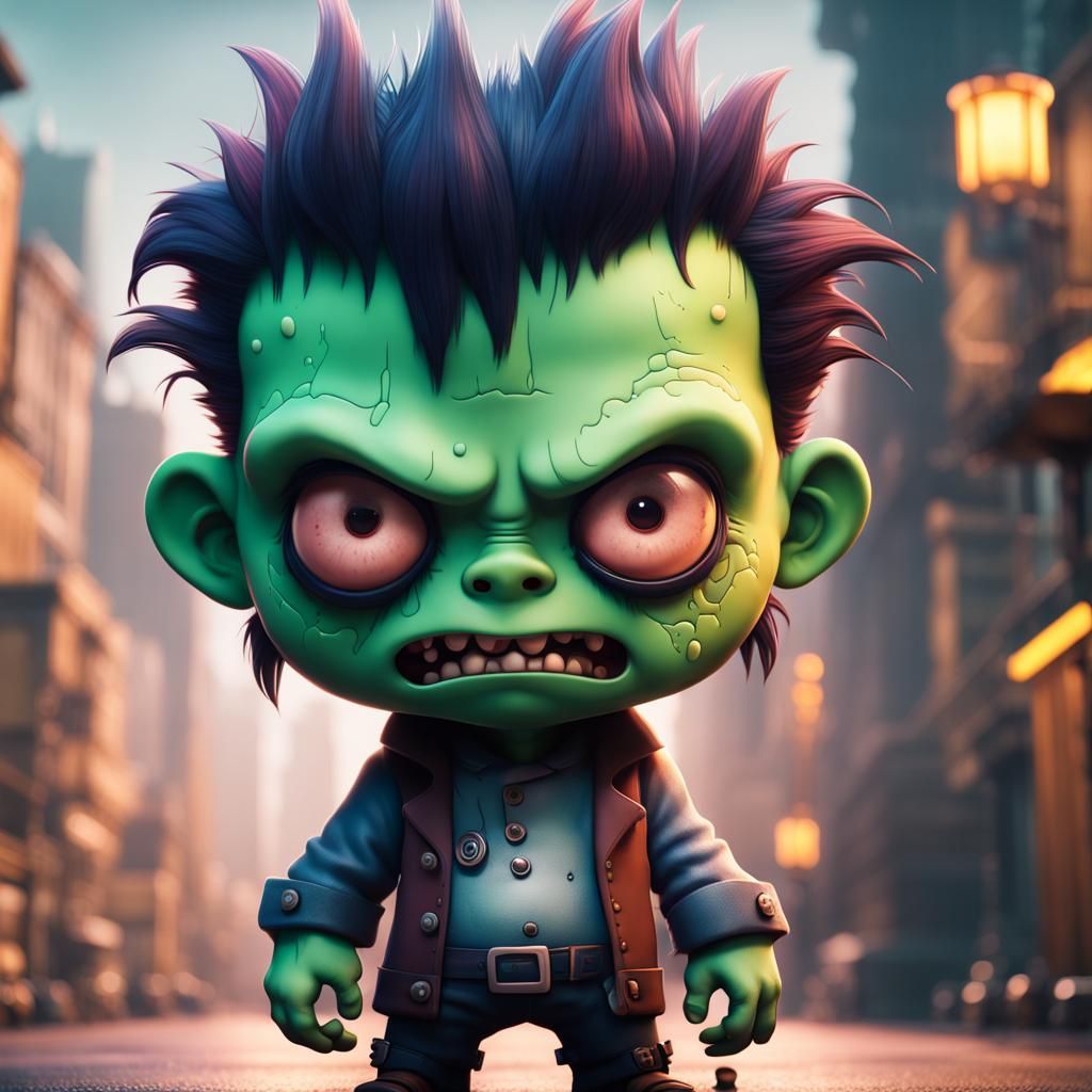 Cute Chibi Frankenstein Monster Portrait