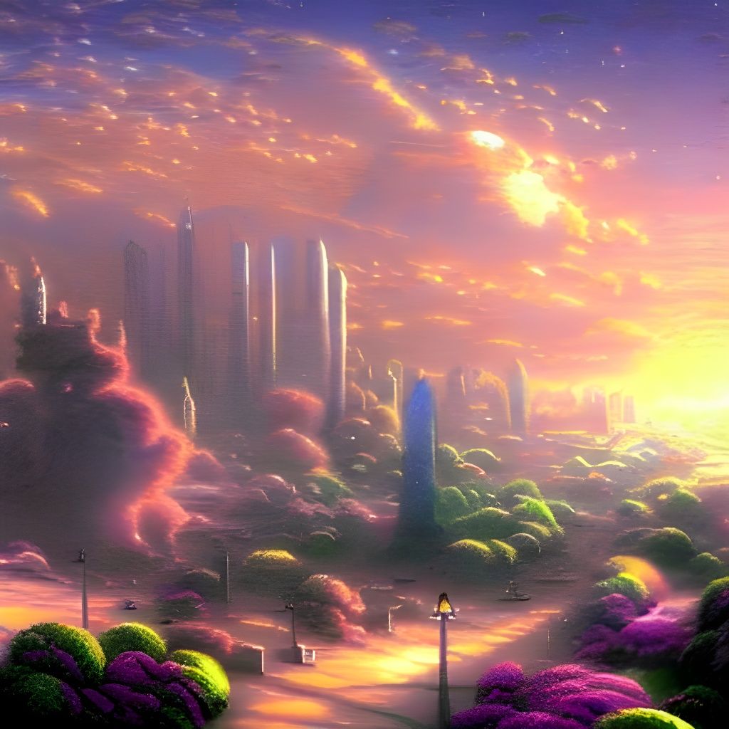 Ethereal City on Mars in Fantasy Style